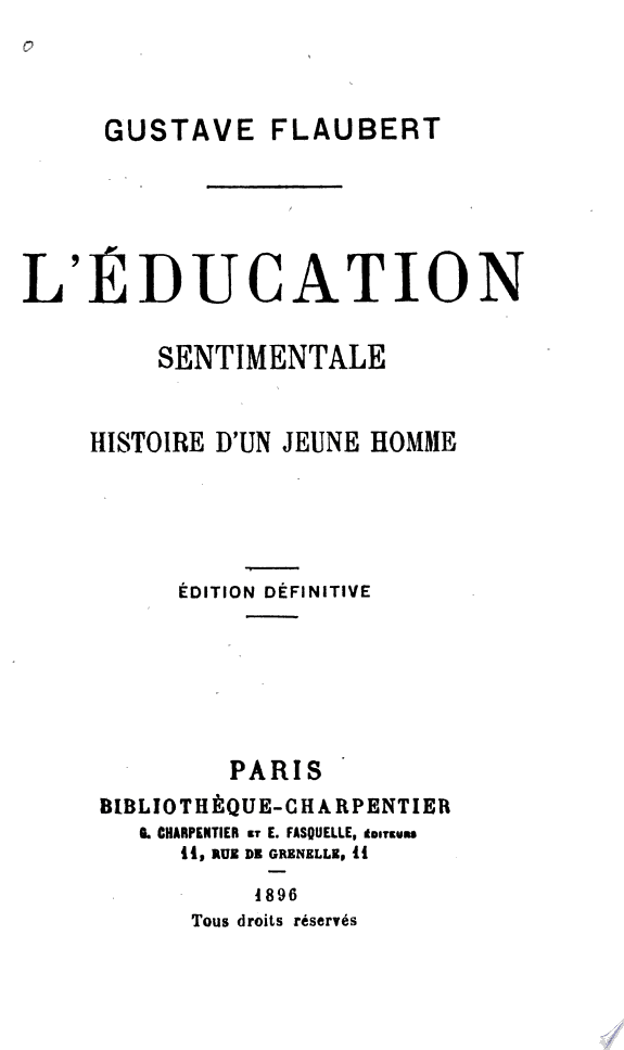 Couverture de L'éducation sentimentale